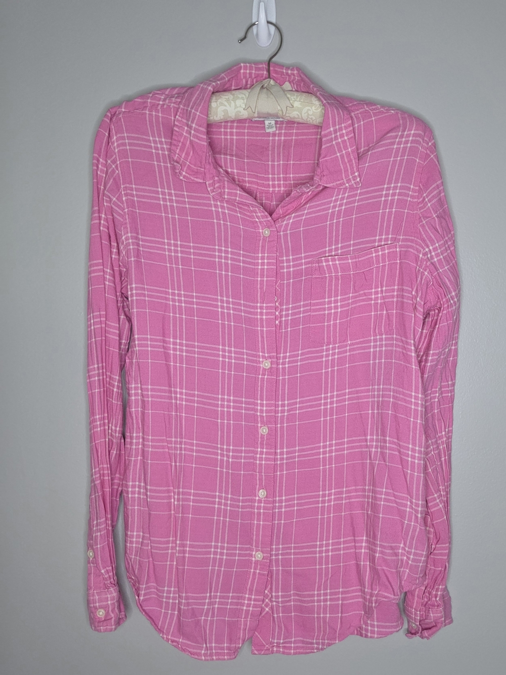 Lucky Brand Pink White Plaid Button-Down Shirt